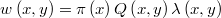  w\left( x,y \right) = \pi\left( x \right) Q\left( x,y \right)\lambda \left( x,y \right) $$