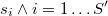  s_{i} \wedge i=1 \dots S' 